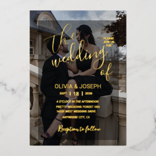Elegant Black Overlay Gold Foil Wedding Invitation