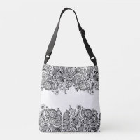 Elegant Black Paisley Lace White Background