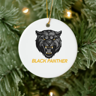 "Elegant Black Panther Ornamen Ceramic Tree Decoration