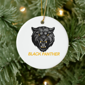 "Elegant Black Panther Ornamen Ceramic Tree Decoration