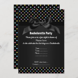 ELEGANT BLACK Pastel SPOT BACHELORETTE Invitation