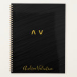 Elegant Black Pattern Daily Planner<br><div class="desc">This book is perfect for the businessman. The clean, modern design of this planner makes it ideal for making daily event schedule in the office, at a conference or any other professional event. Personalise this elegant black pattern planner with your name, initials, or favourite quote.</div>