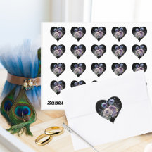 Elegant Black Peacock Floral Heart
