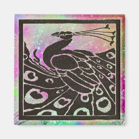 ELEGANT BLACK PEACOCK IN PURPLE BLUE SPARKLES