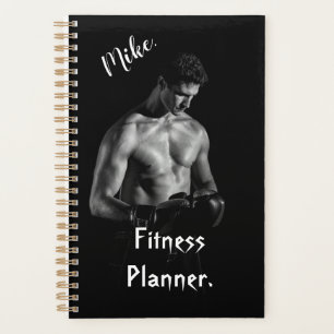Elegant black personalise fitness planner for him