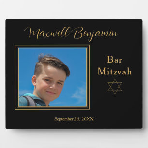 Elegant Black Personalised Bar Mitzvah Photo Plaque