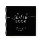 Elegant Black Personalised Sketchbook Your Name