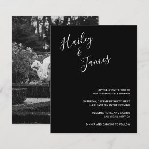 Elegant Black Photo Budget Wedding Invite