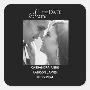 Elegant Black Photo Chic Stylish Typography Square Sticker