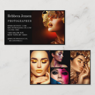 Elegant Black Photo Collage Modern Photography  Business Card