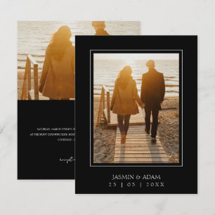 Elegant Black Photo Wedding Save The Date