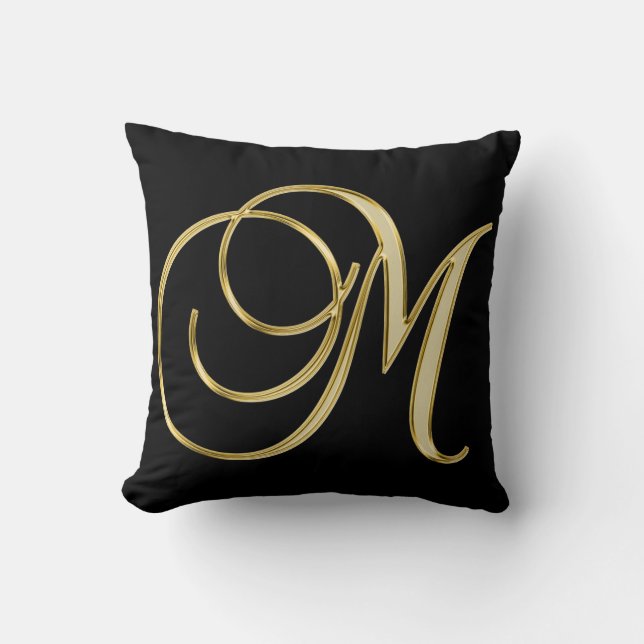 ELEGANT BLACK PILLOW WITH GOLDEN DETAILS (Front)
