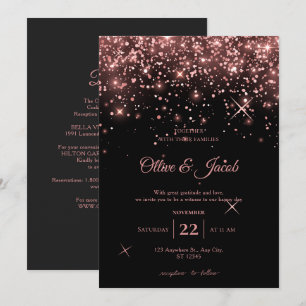 Elegant Black Pink Calligraphy Wedding Invitation