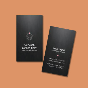 Elegant Black Pink Cupcake Sweet Bakery Shop Business Card
