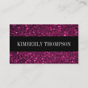 Elegant Black & Pink Glitter Business Card