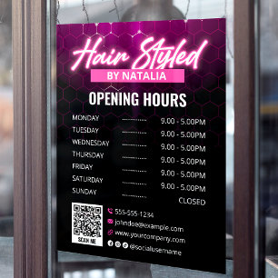 Elegant Black & Pink Hair Salon Opening Hours