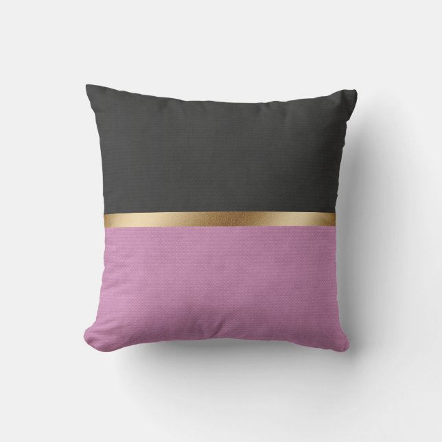 Elegant Black Pink Leather Cushion (Front)