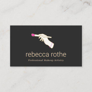 Elegant Black Pink Make up Brush Makeup Artist Business Card