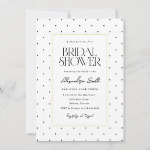 Elegant Black Polka Dot Bridal Shower Modern Chic  Invitation