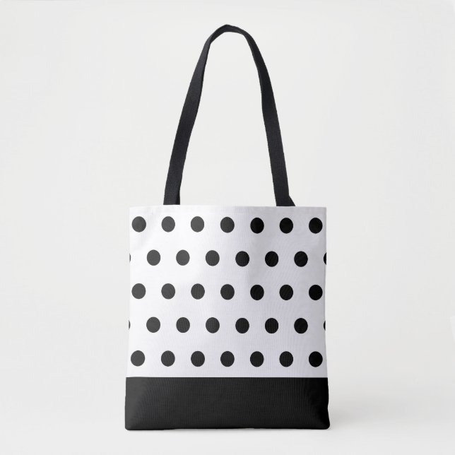 Elegant Black Polka Dots Tote Bag (Front)