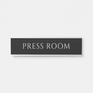Elegant Black Press Room Name Plate