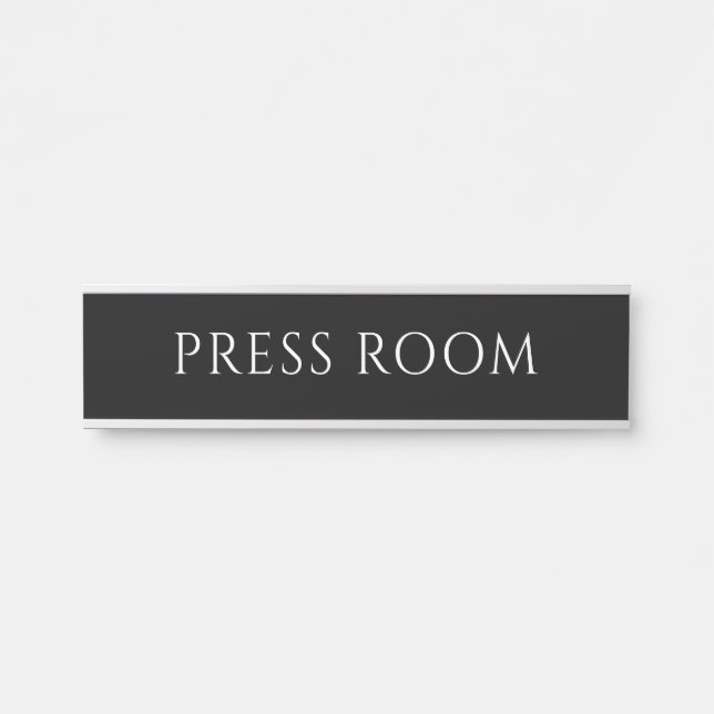 Elegant Black Press Room Name Plate (Front)