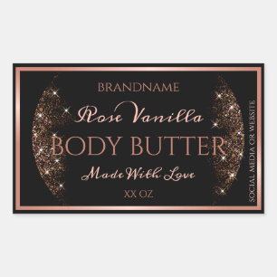 Elegant Black Product Packaging Labels Rose Gold