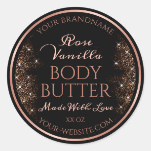 Elegant Black Product Packaging Labels Rose Gold