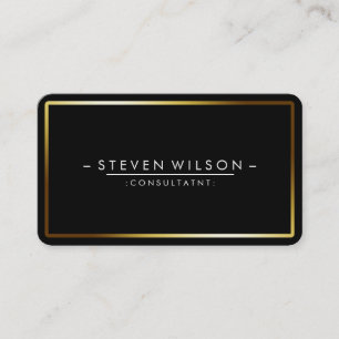 Elegant Black Professional Modern Plain Gold Business Card