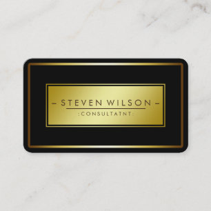 Elegant Black Professional Modern Plain Gold Business Card