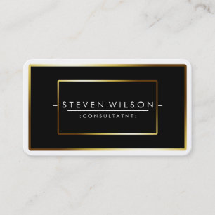 Elegant Black Professional Modern Plain Gold Business Card