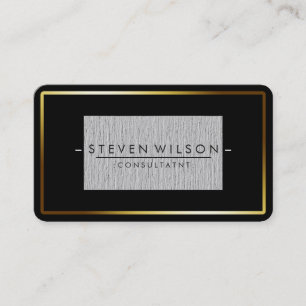 Elegant Black Professional Modern Plain Gold Business Card