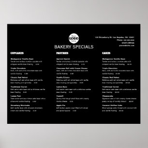 Elegant Black Professional Restaurant Logo Menu Poster