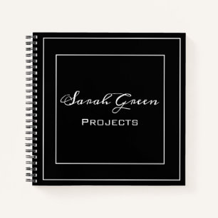 Elegant Black Project Planner Personalised Notebook