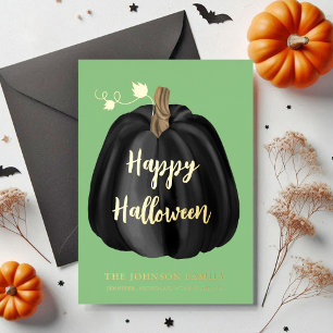 Elegant Black Pumpkin Halloween Gold