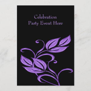 Elegant Black Purple Glass Floral All Events Invitation