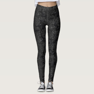 Elegant Black Python Snakeskin Leggings