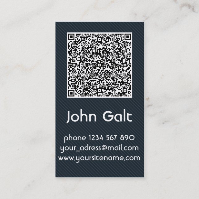 Elegant Black QR Code Business Card Template (Front)