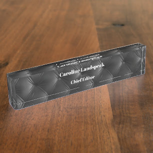 Elegant Black Quilted Pattern Nameplate