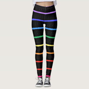 Elegant Black & Rainbow Colours Leggings