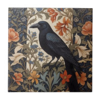 Elegant Black Raven William Morris Inspired Floral