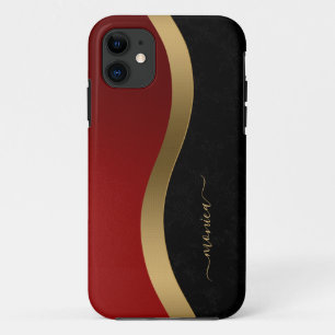 Elegant Black Red and Gold Personalised Case-Mate iPhone Case