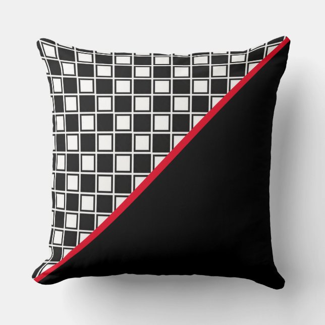 Elegant Black Red and White Cushion (Front)