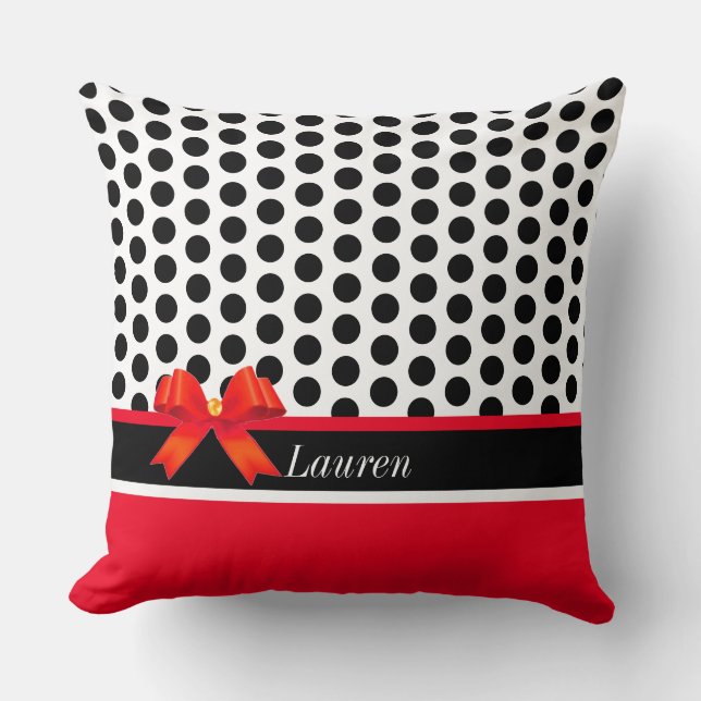 Elegant Black Red and White Cushion (Front)