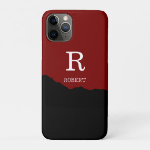 Elegant Black & red custom initial name Case-Mate iPhone Case