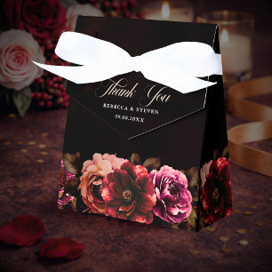 Elegant black red floral cute romantic wedding  favour box
