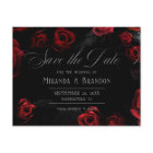 Elegant Black Red Floral Save The Date Invitation