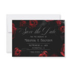 Elegant Black Red Floral Save The Date Invitation