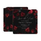 Elegant Black Red Floral Save The Date Invitation