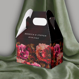 Elegant black red floral wedding romantic favour box